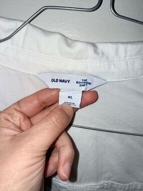 Old Navy White Boyfriend Button-Up Shirt